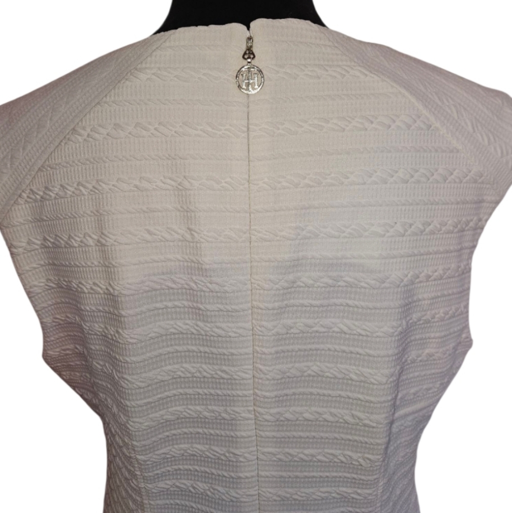 Tommy Hilfiger Ivory Jacquard Knit Midi Dress - Size 14 - Picture 7 of 11